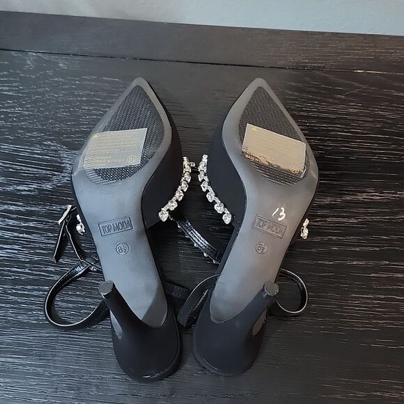 BRAND NEW TOP MODA POINTED TOE JEWEL STUDDED ANKLE STRAP CLOSURE SANDAL - Picture 14 of 16